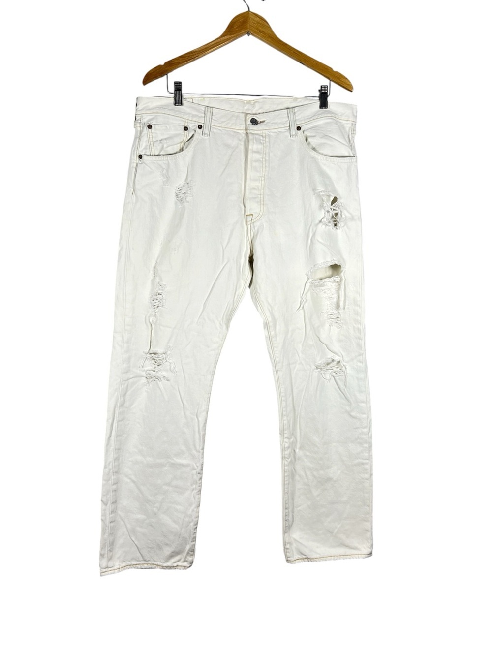 Levi’s 501 White Distressed Jeans 38 x 30